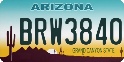 AZ license plate BRW3840