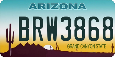 AZ license plate BRW3868