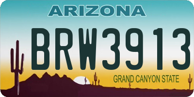 AZ license plate BRW3913