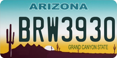 AZ license plate BRW3930