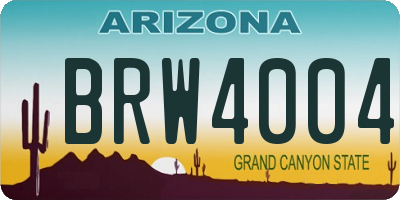 AZ license plate BRW4004
