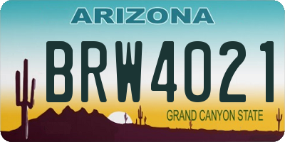 AZ license plate BRW4021