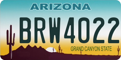 AZ license plate BRW4022