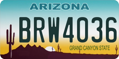 AZ license plate BRW4036