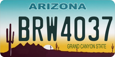AZ license plate BRW4037