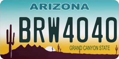 AZ license plate BRW4040
