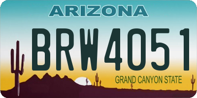 AZ license plate BRW4051