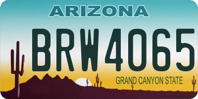 AZ license plate BRW4065