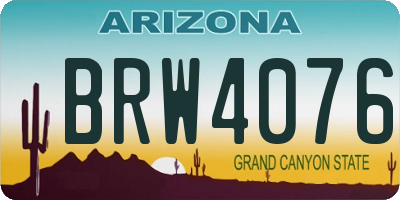 AZ license plate BRW4076