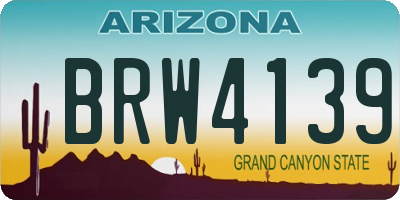 AZ license plate BRW4139