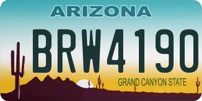 AZ license plate BRW4190
