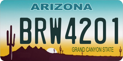 AZ license plate BRW4201
