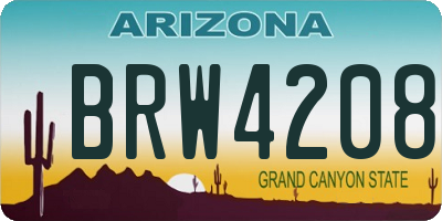 AZ license plate BRW4208