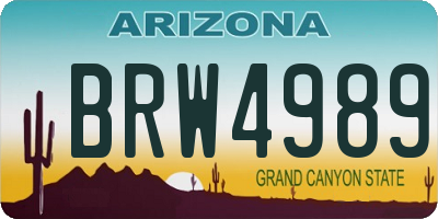 AZ license plate BRW4989