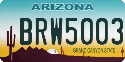 AZ license plate BRW5003
