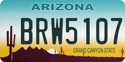 AZ license plate BRW5107