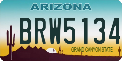 AZ license plate BRW5134