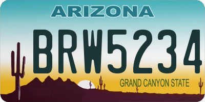 AZ license plate BRW5234