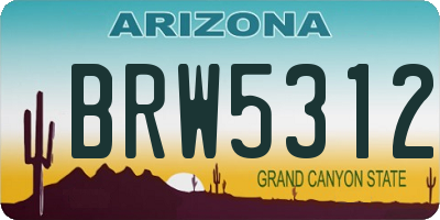 AZ license plate BRW5312