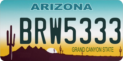 AZ license plate BRW5333