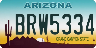 AZ license plate BRW5334