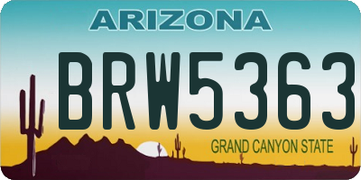AZ license plate BRW5363