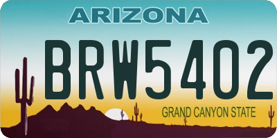 AZ license plate BRW5402