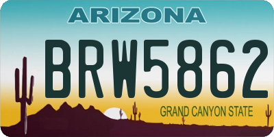 AZ license plate BRW5862