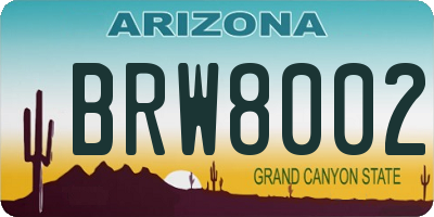 AZ license plate BRW8002