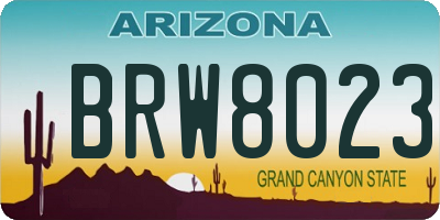 AZ license plate BRW8023