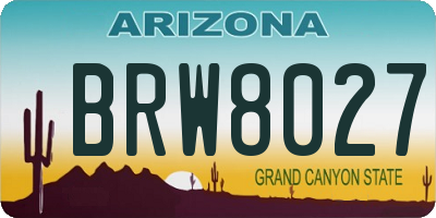 AZ license plate BRW8027