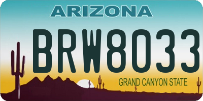 AZ license plate BRW8033