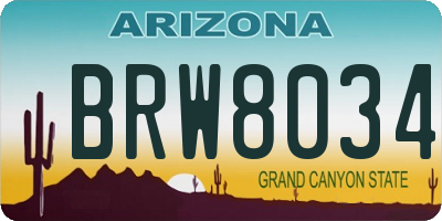 AZ license plate BRW8034