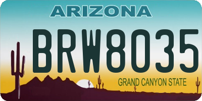 AZ license plate BRW8035