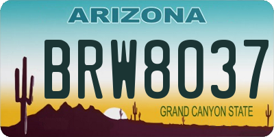 AZ license plate BRW8037
