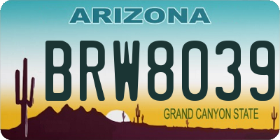 AZ license plate BRW8039