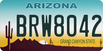 AZ license plate BRW8042