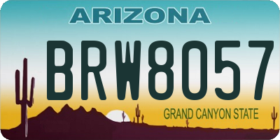AZ license plate BRW8057