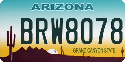 AZ license plate BRW8078