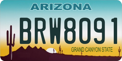 AZ license plate BRW8091