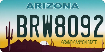 AZ license plate BRW8092