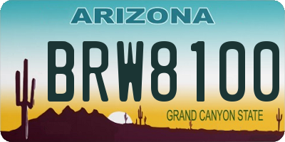 AZ license plate BRW8100