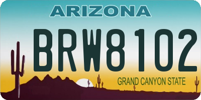 AZ license plate BRW8102