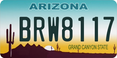 AZ license plate BRW8117