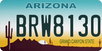 AZ license plate BRW8130