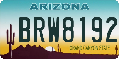 AZ license plate BRW8192