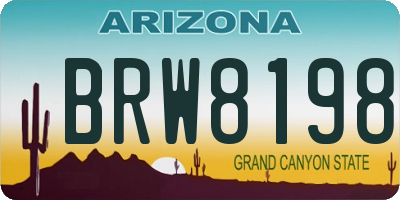 AZ license plate BRW8198