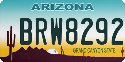 AZ license plate BRW8292