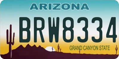 AZ license plate BRW8334