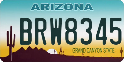 AZ license plate BRW8345